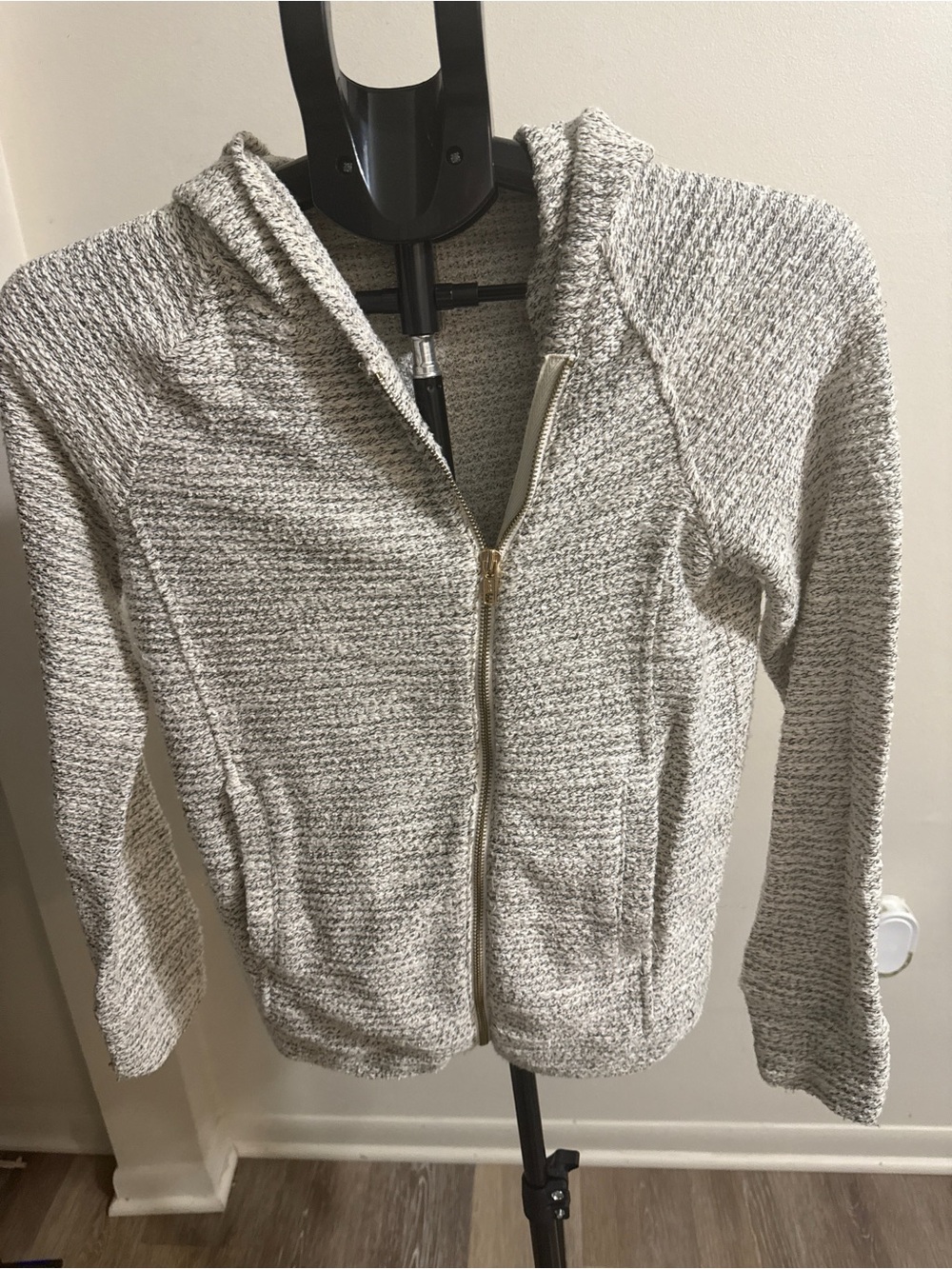 INC International Concepts Heathered Light Gray Zip Hoodie